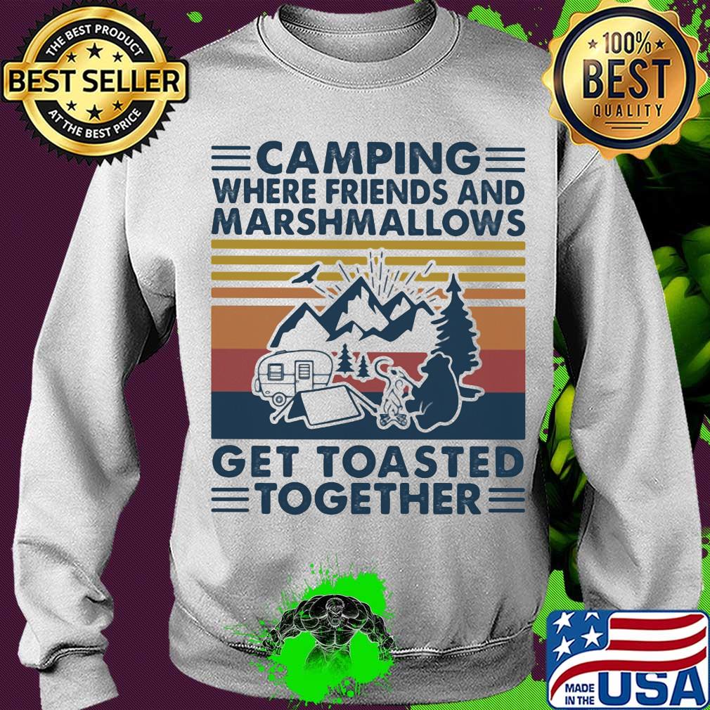 Bear Camping where friends and marshmallows get toasted together vintage retro s Sweater Bear Camping where friends and marshmallows get toasted together vintage retro s Sweater