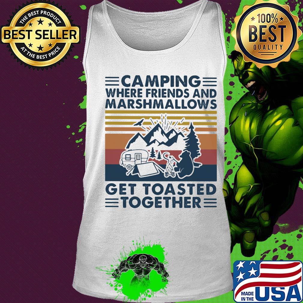 Bear Camping where friends and marshmallows get toasted together vintage retro s Tank top Bear Camping where friends and marshmallows get toasted together vintage retro s Tank top
