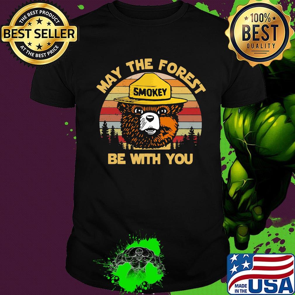 Bear smokey may the forest be with you vintage retro shirt