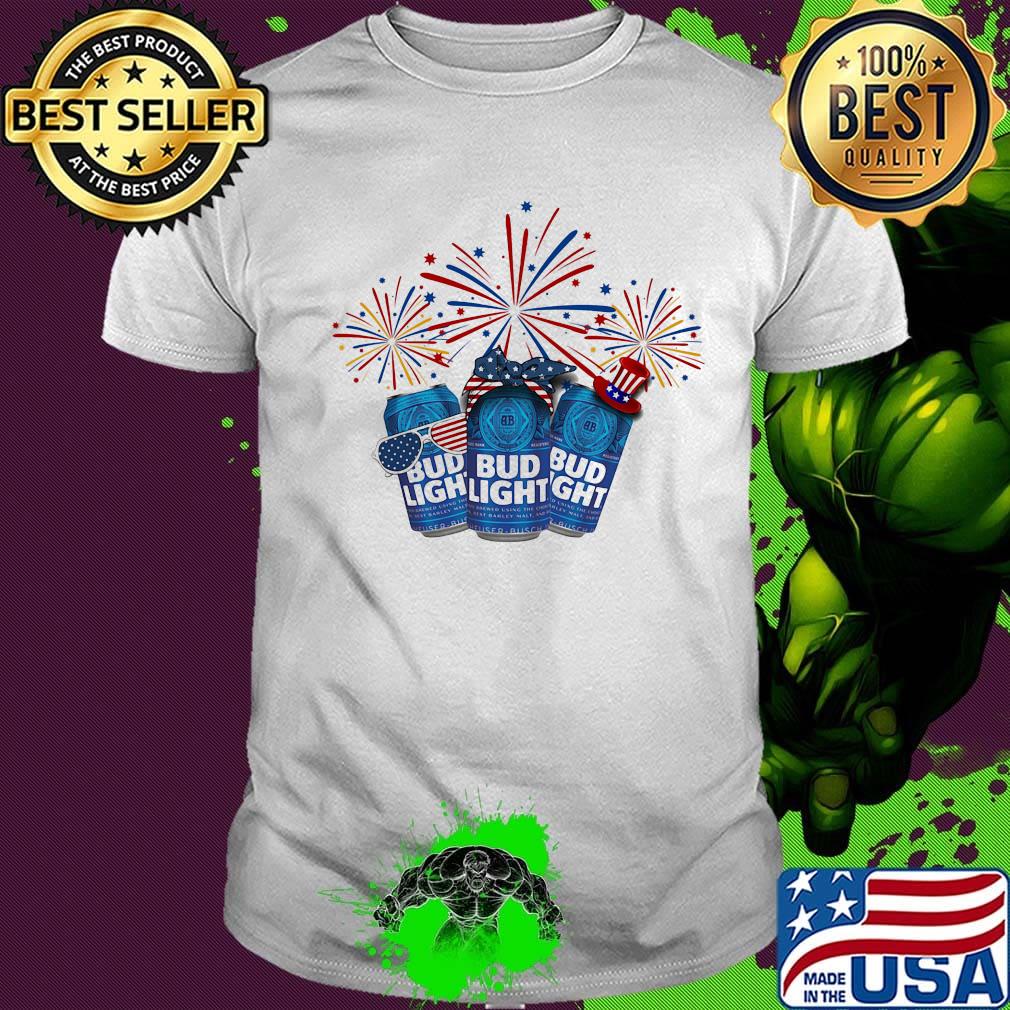 Beer bud light firework america 4th of july independence day shirt