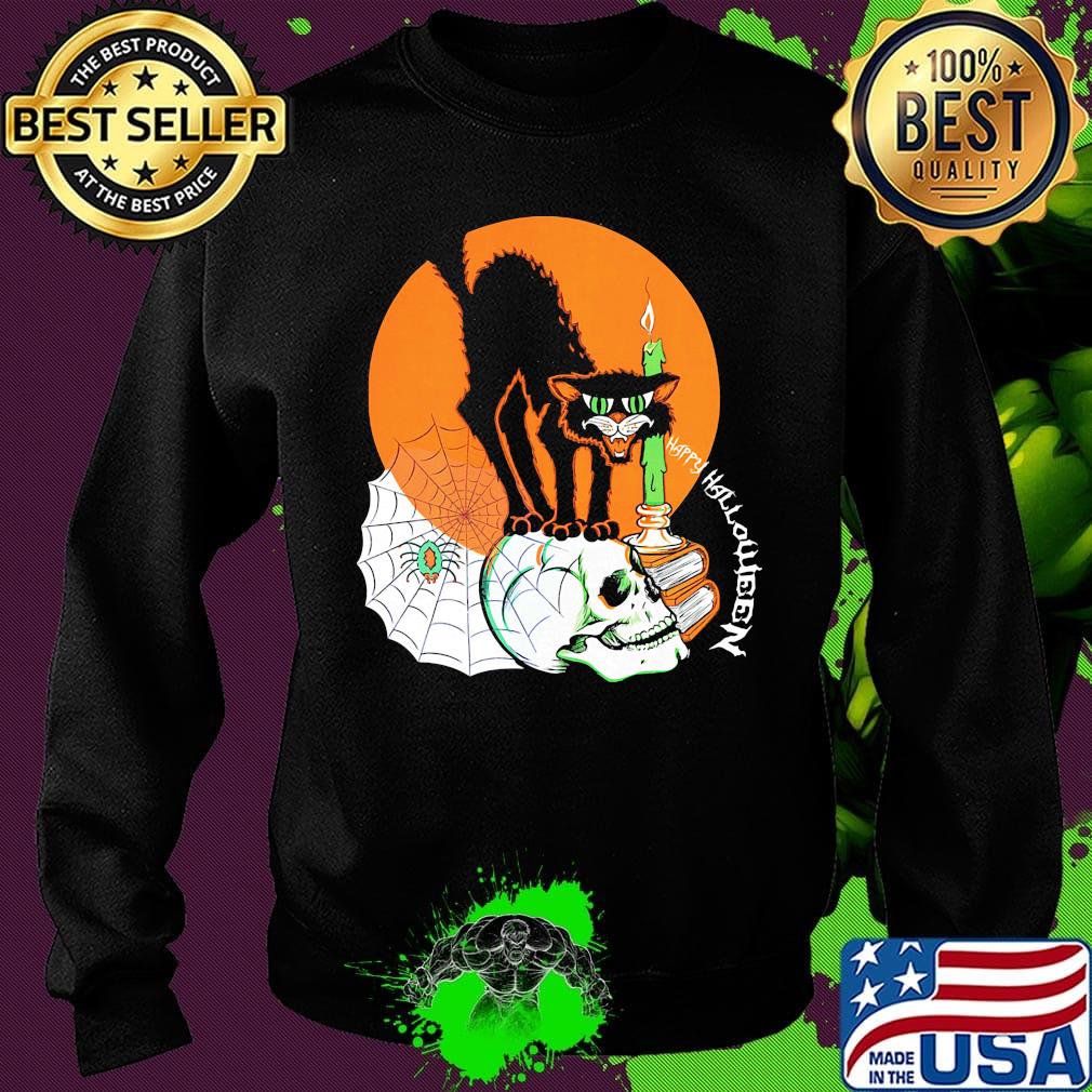 Black Cat Happy Holloween Sunset s Sweater Black Cat Happy Holloween Sunset s Sweater
