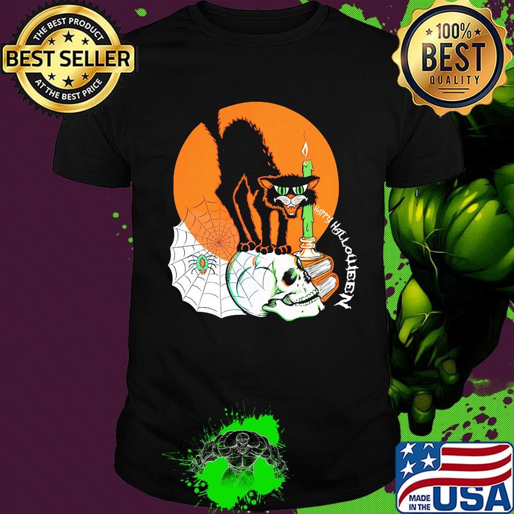 Black Cat Happy Holloween Sunset shirt