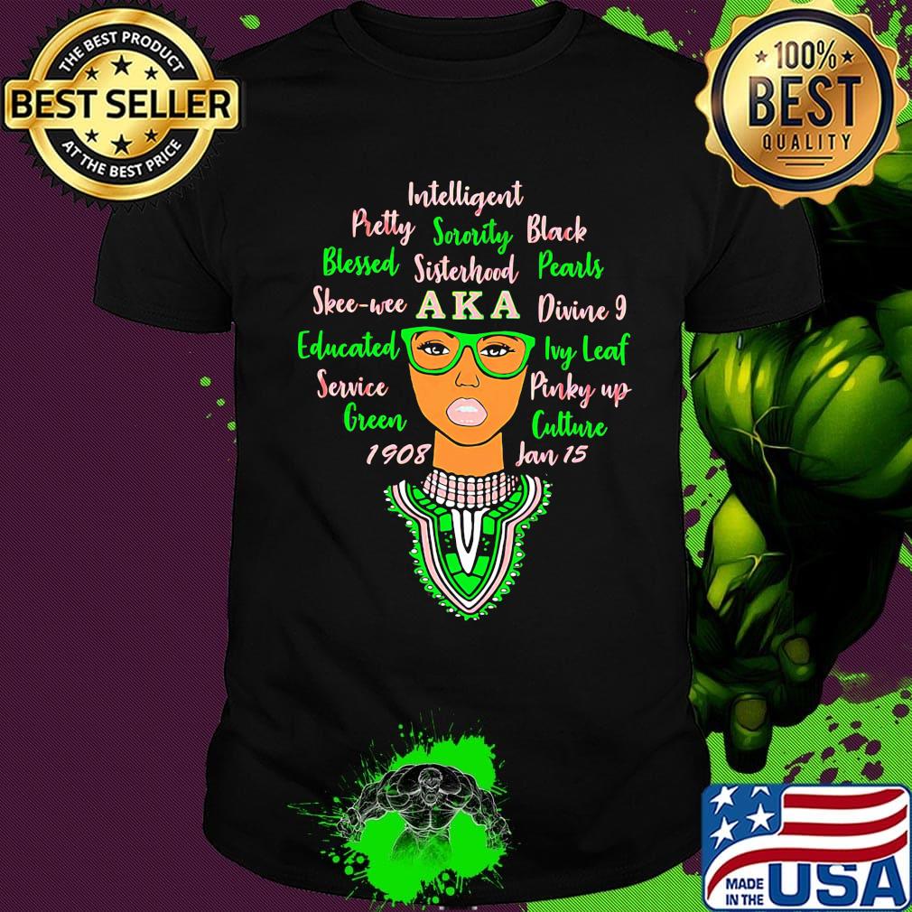 Black woman intelligent pretty sorority black blessed aka divine 9 educated ivy leaf shirt