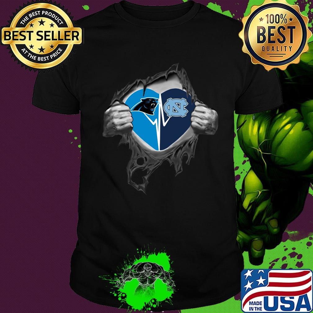 Blood insides carolina panthers and north carolina heartbeat shirt