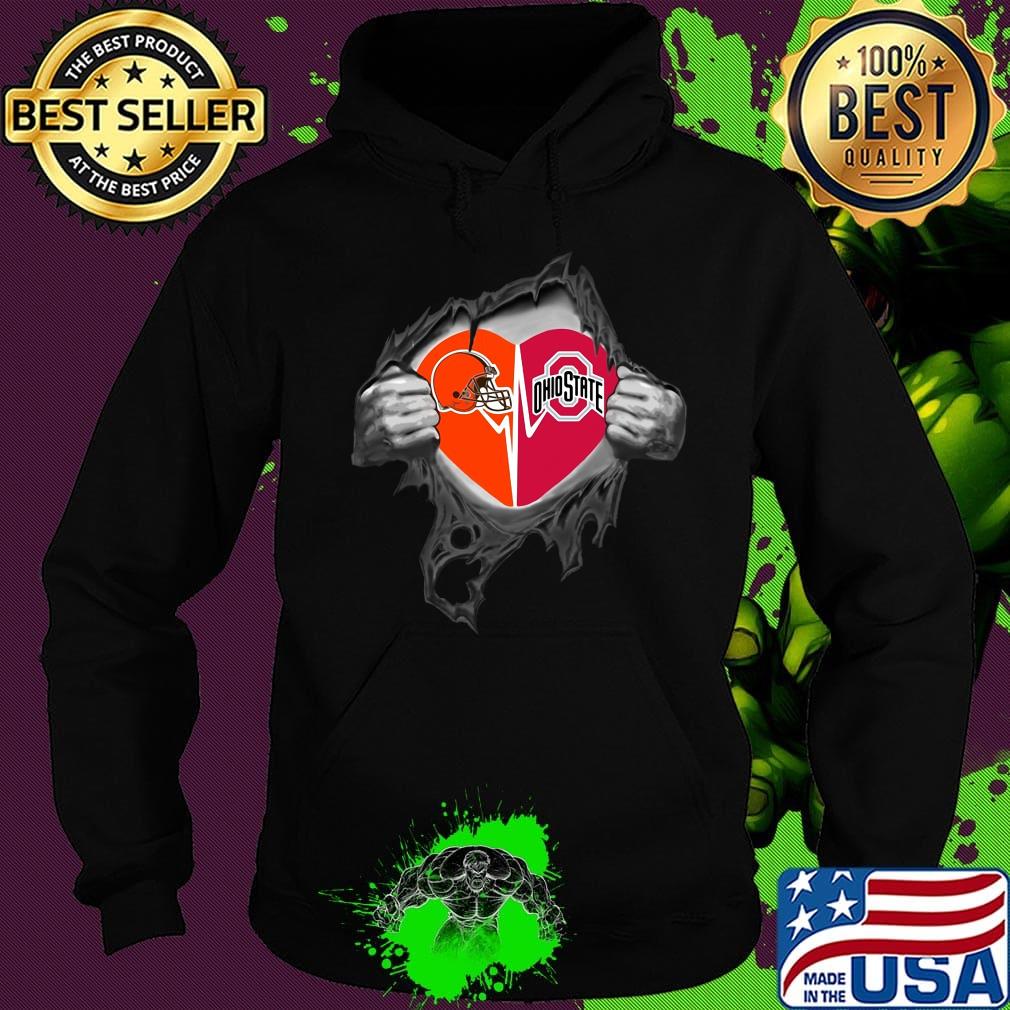 Blood insides cleveland browns and ohio state buckeyes logo heartbeat s Hoodie Blood insides cleveland browns and ohio state buckeyes logo heartbeat s Hoodie