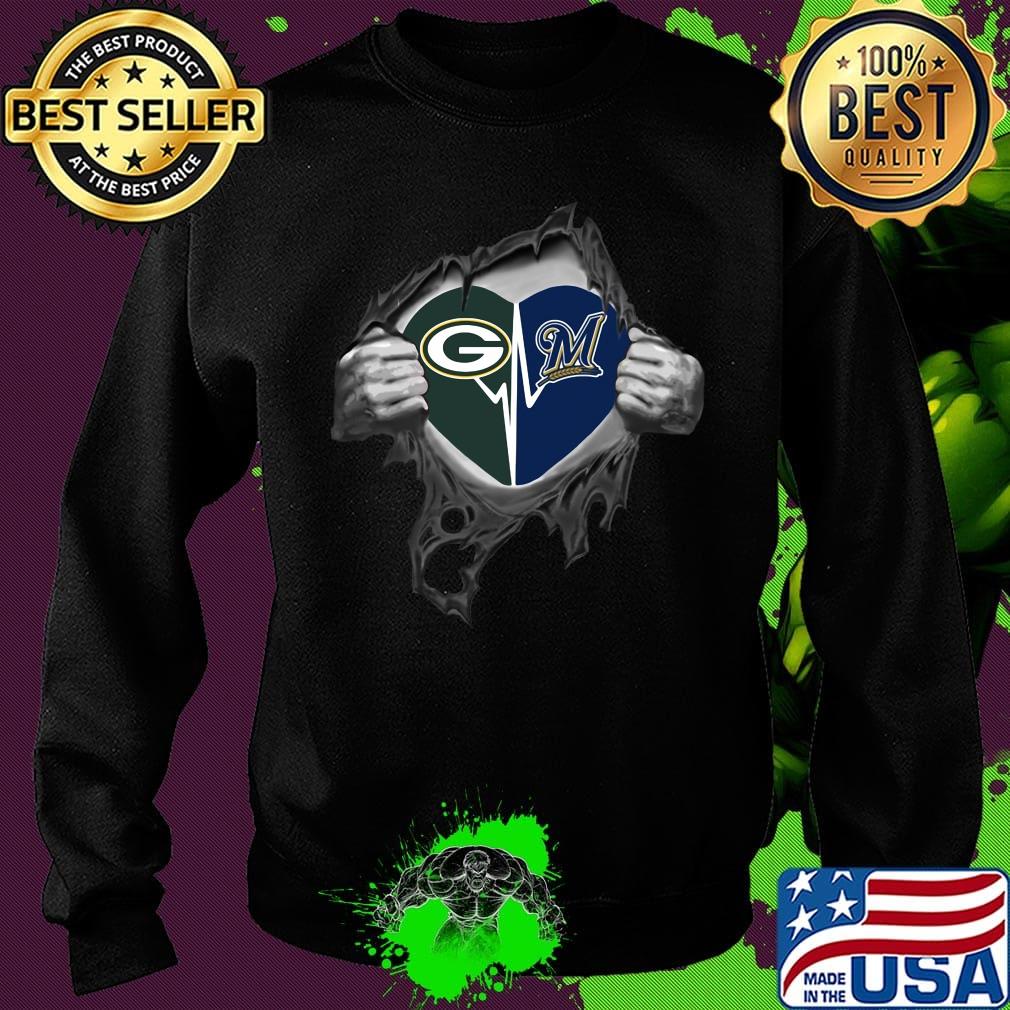 Blood insides green bay packers and milwaukee brewers heartbeat s Sweater Blood insides green bay packers and milwaukee brewers heartbeat s Sweater