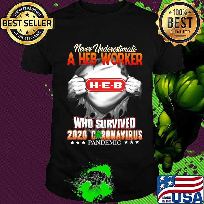 Blood insides never underestimate a heb worker who survived 2020 coronavirus pandemic shirt