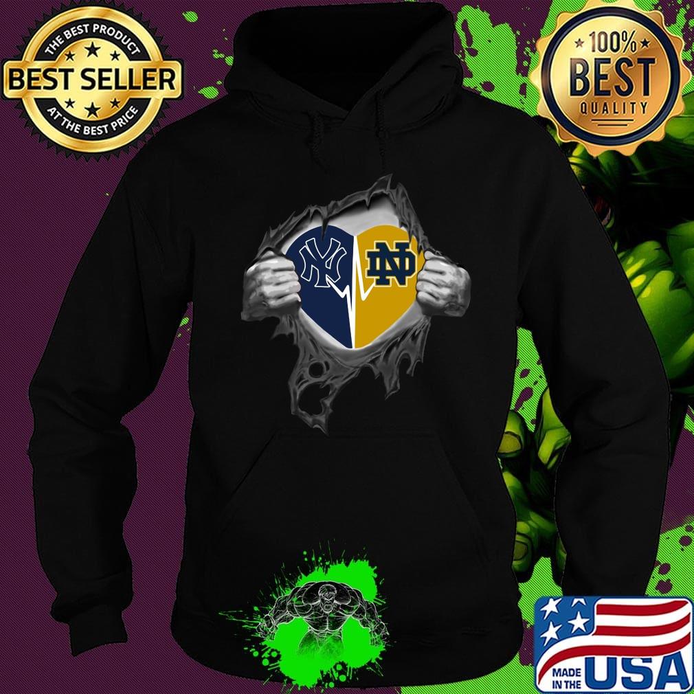 Blood insides new york yankees and notre dame heartbeat s Hoodie Blood insides new york yankees and notre dame heartbeat s Hoodie