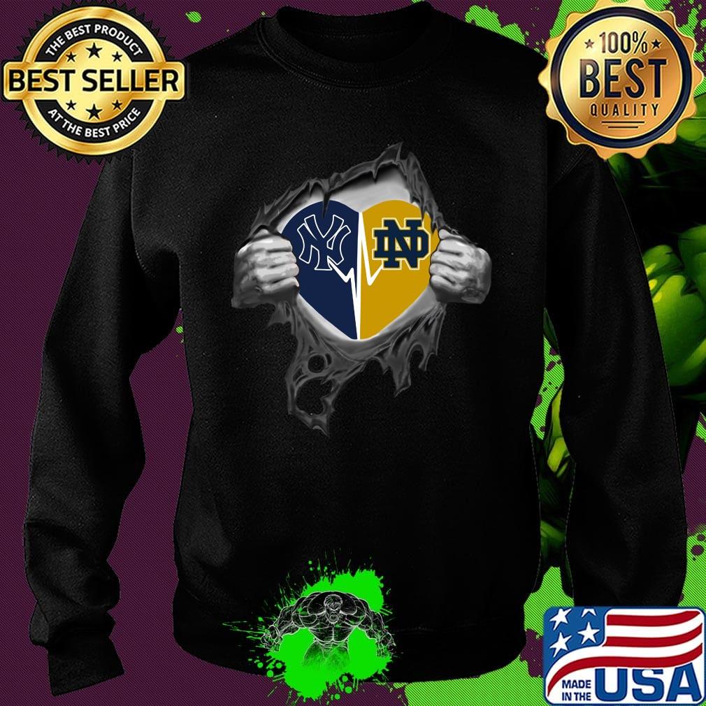 Blood insides new york yankees and notre dame heartbeat s Sweater Blood insides new york yankees and notre dame heartbeat s Sweater