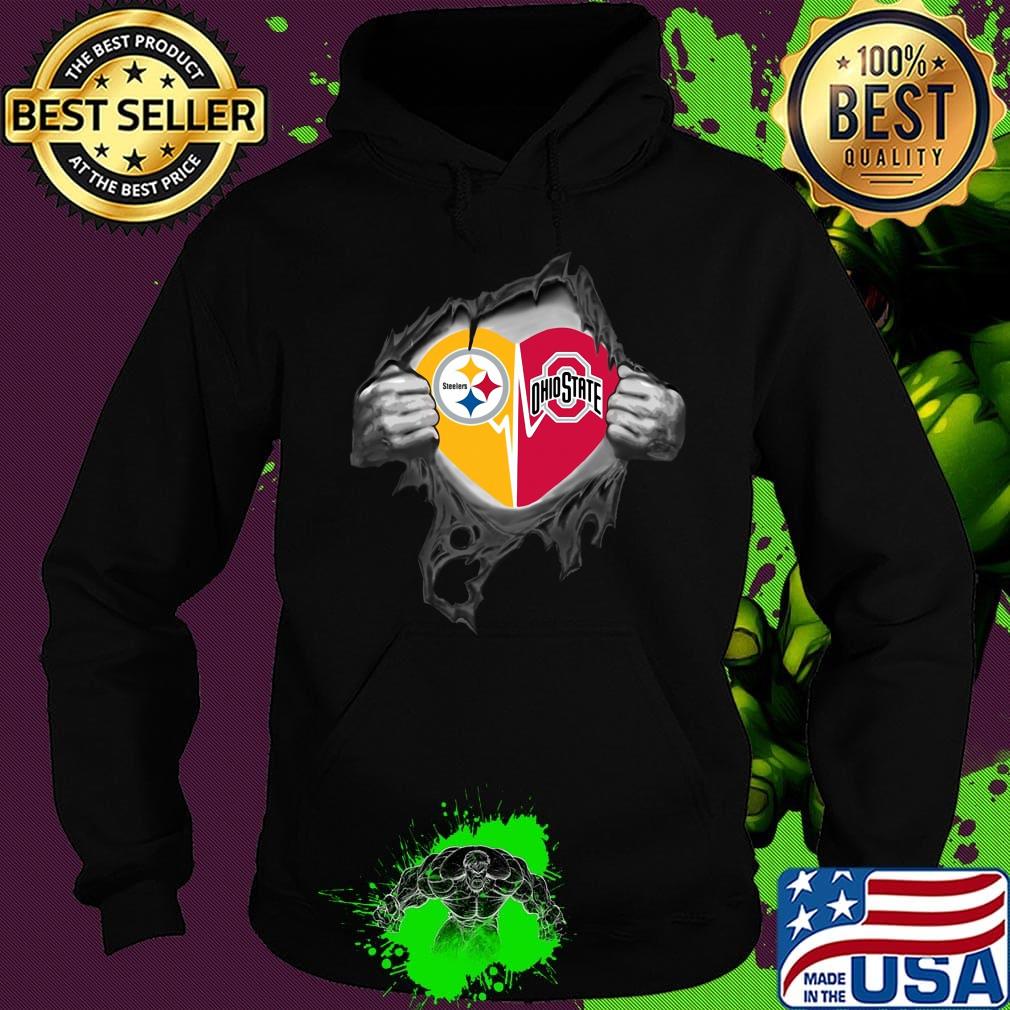 Blood insides pittsburgh steelers and ohio state buckeyes heartbeat s Hoodie Blood insides pittsburgh steelers and ohio state buckeyes heartbeat s Hoodie