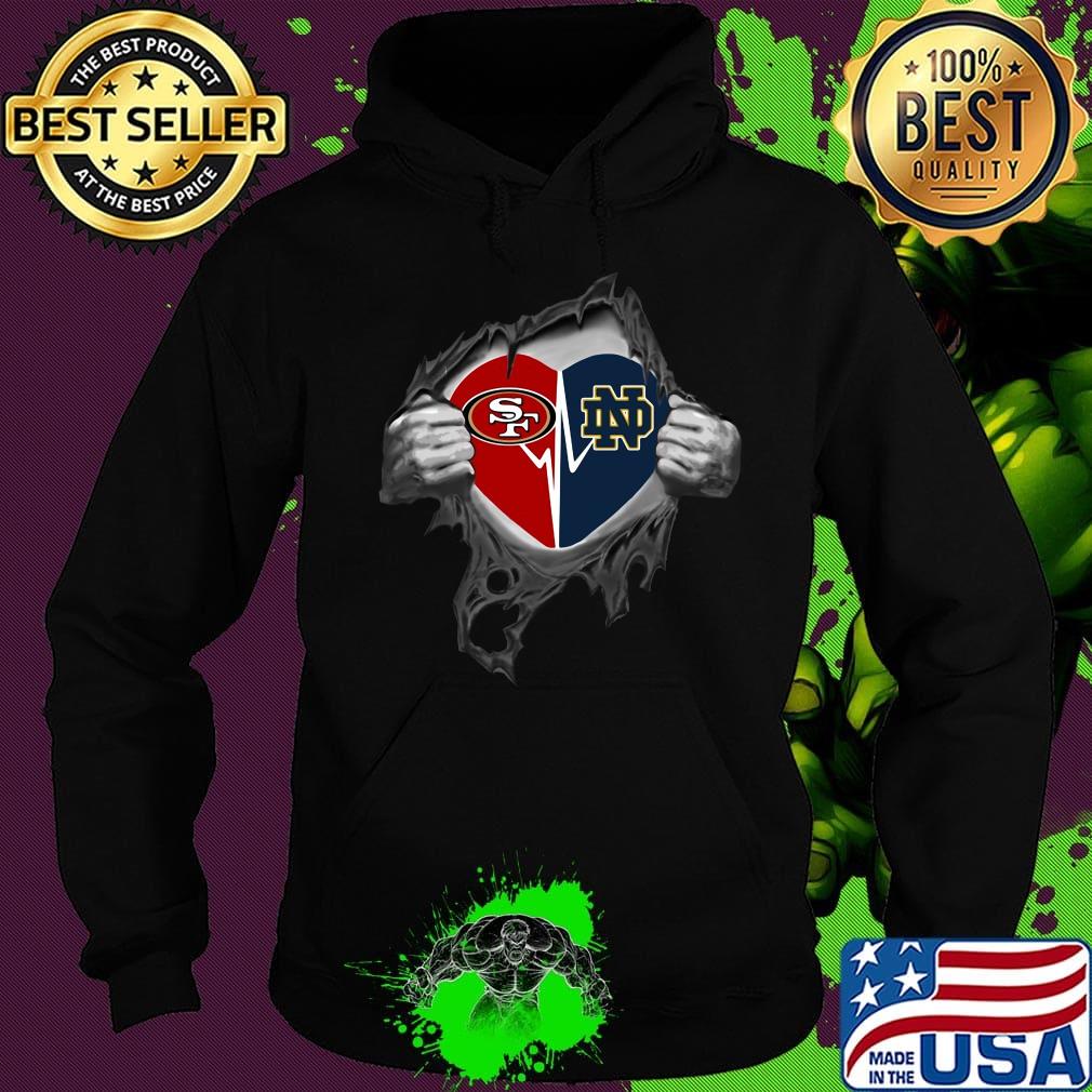 Blood insides san francisco 49ers and notre dame heartbeat s Hoodie Blood insides san francisco 49ers and notre dame heartbeat s Hoodie