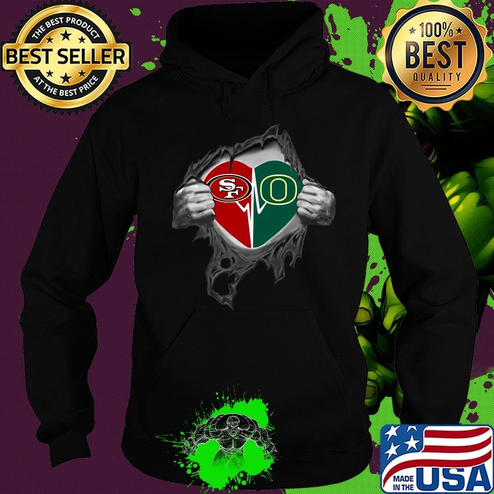 Blood insides san francisco 49ers and oregon ducks heartbeat s Hoodie Blood insides san francisco 49ers and oregon ducks heartbeat s Hoodie