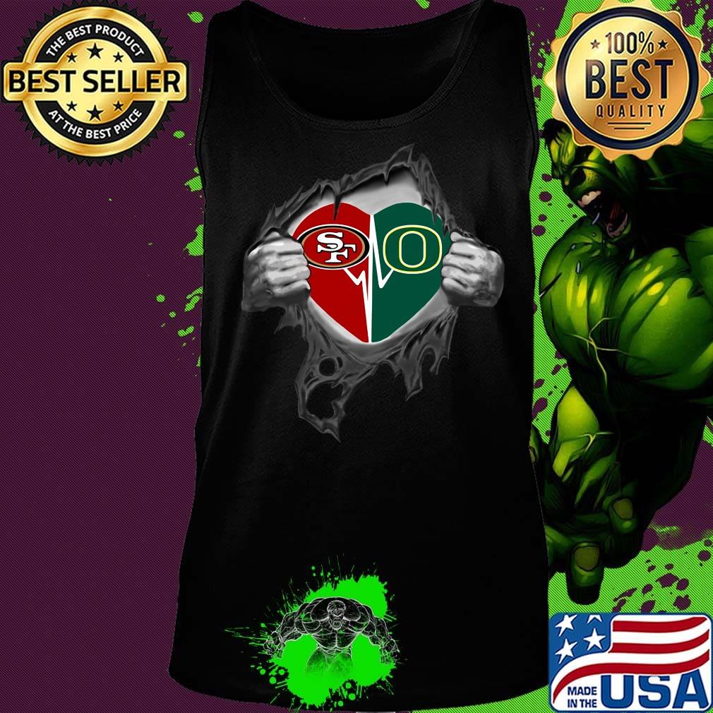 Blood insides san francisco 49ers and oregon ducks heartbeat s Tank top Blood insides san francisco 49ers and oregon ducks heartbeat s Tank top