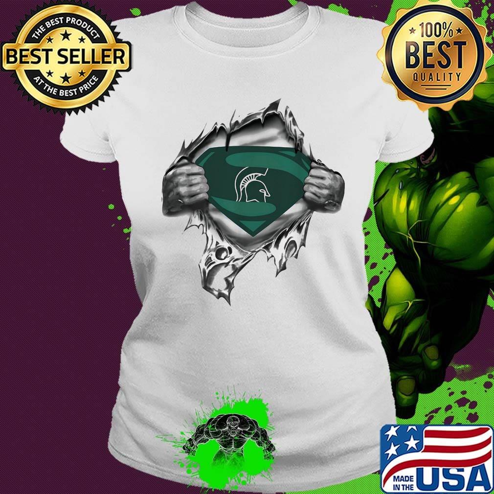 Blood insides superman michigan state spartans s Ladies tee Blood insides superman michigan state spartans s Ladies tee