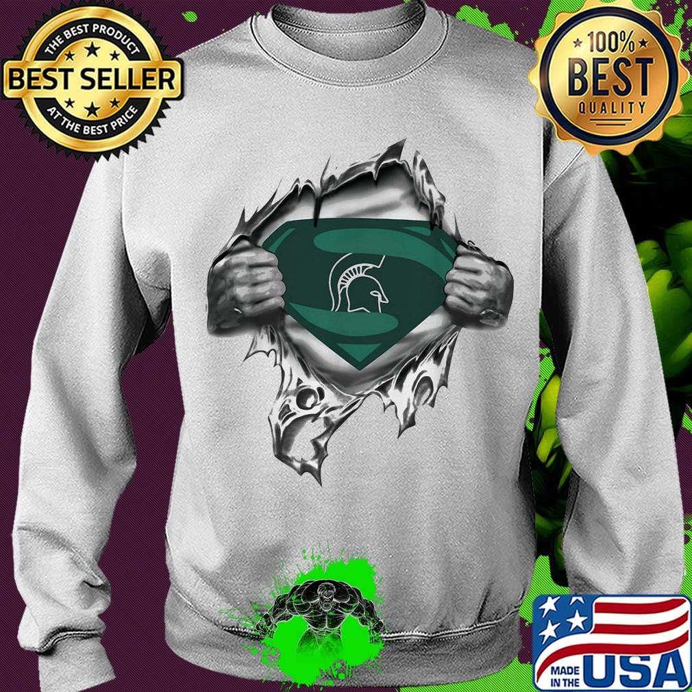 Blood insides superman michigan state spartans s Sweater Blood insides superman michigan state spartans s Sweater