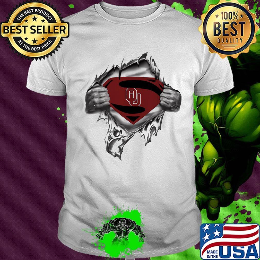 Blood insides superman oklahoma sooners shirt