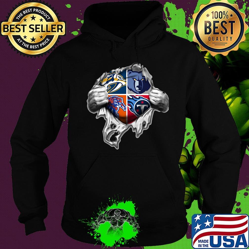 Blood insides tennessee nashville predators memphis tigers memphis grizzlies and tennessee titans logo s Hoodie Blood insides tennessee nashville predators memphis tigers memphis grizzlies and tennessee titans logo s Hoodie