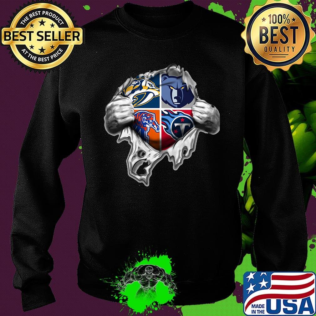 Blood insides tennessee nashville predators memphis tigers memphis grizzlies and tennessee titans logo s Sweater Blood insides tennessee nashville predators memphis tigers memphis grizzlies and tennessee titans logo s Sweater