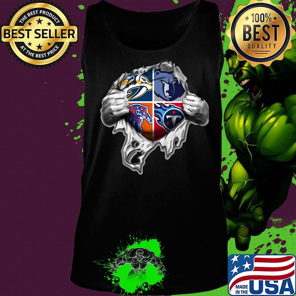 Blood insides tennessee nashville predators memphis tigers memphis grizzlies and tennessee titans logo s Tank top Blood insides tennessee nashville predators memphis tigers memphis grizzlies and tennessee titans logo s Tank top
