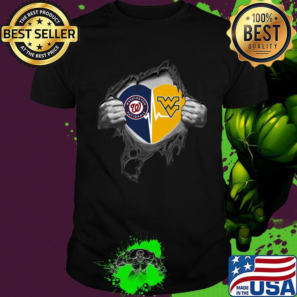 Blood insides washington nationals and west virginia heartbeat shirt