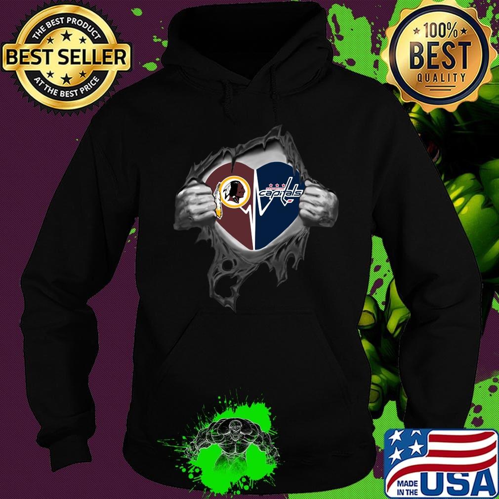 Blood insides washington redskins and washington capitals heartbeat s Hoodie Blood insides washington redskins and washington capitals heartbeat s Hoodie
