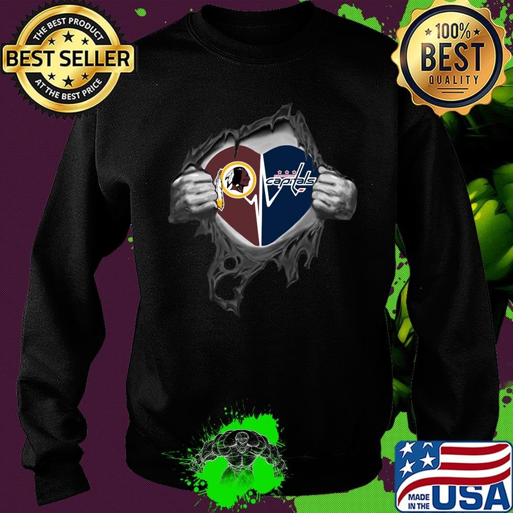 Blood insides washington redskins and washington capitals heartbeat s Sweater Blood insides washington redskins and washington capitals heartbeat s Sweater