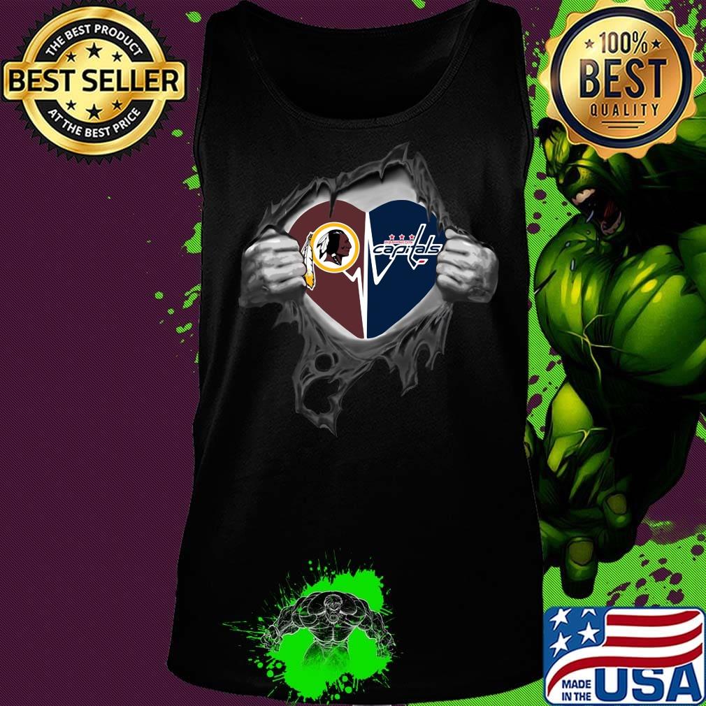 Blood insides washington redskins and washington capitals heartbeat s Tank top Blood insides washington redskins and washington capitals heartbeat s Tank top