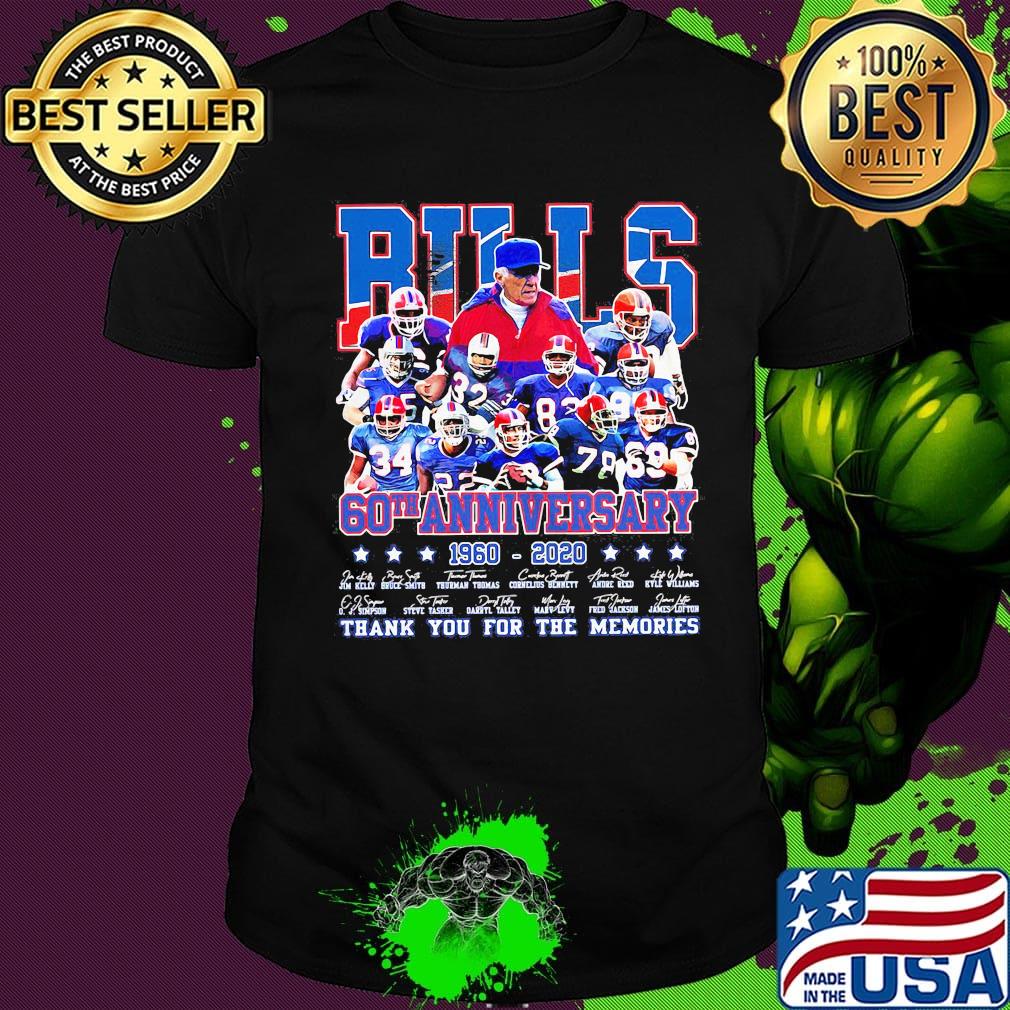 Buffalo bills 60th anniversary 1960 2020 thank you for the memories signatures stars shirt