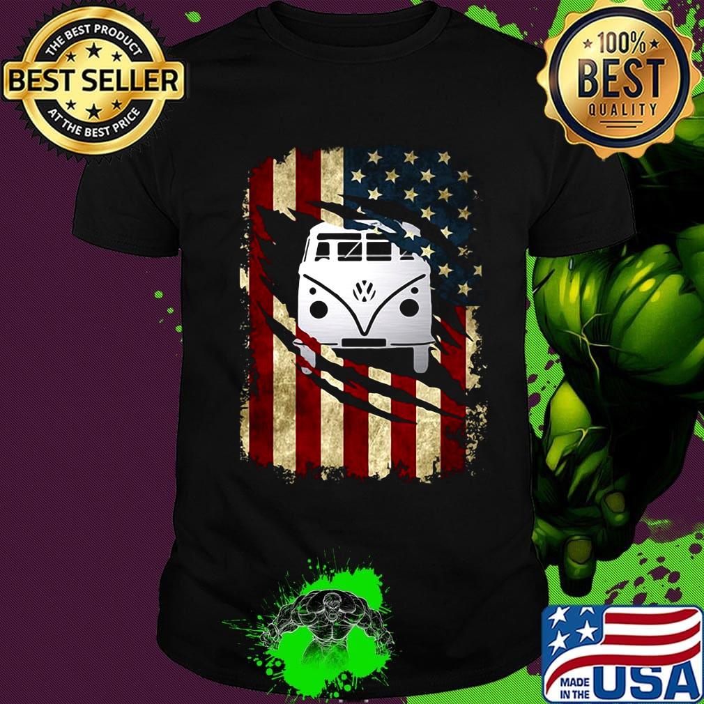 Bus american flag happy independence day shirt