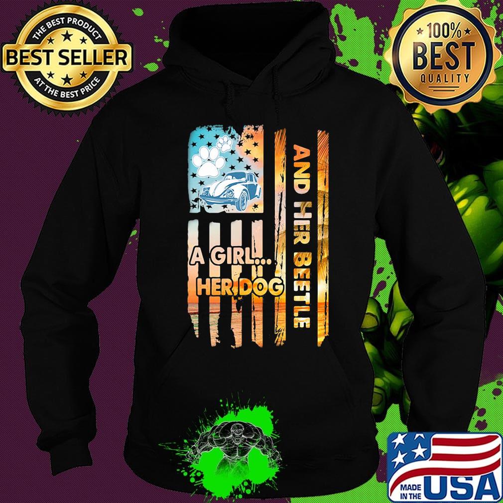 Car a girl her dog and her beetle american flag independence day s Hoodie Car a girl her dog and her beetle american flag independence day s Hoodie