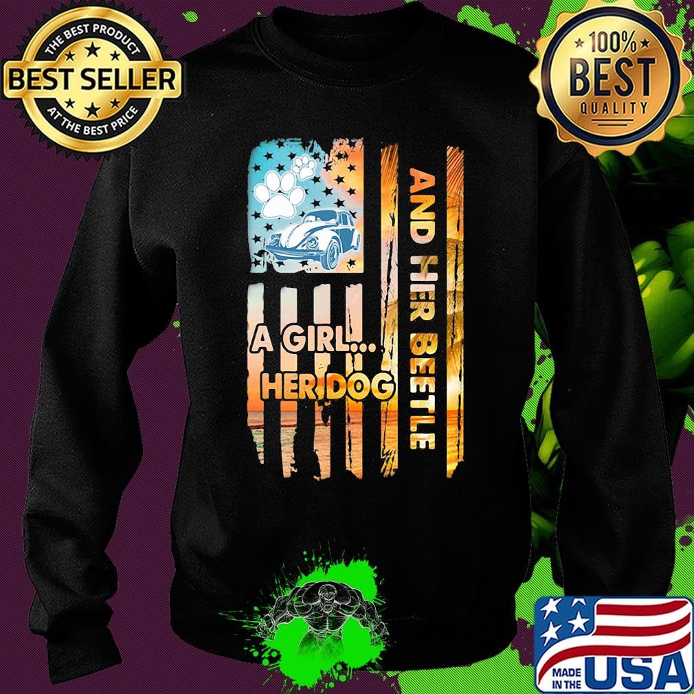 Car a girl her dog and her beetle american flag independence day s Sweater Car a girl her dog and her beetle american flag independence day s Sweater