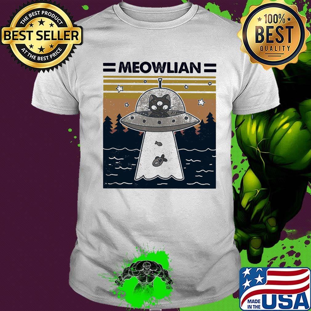 Cat UFO meowlian vintage retro shirt