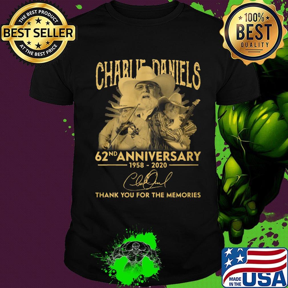 Charlie daniels 62nd anniversary 1958 2020 thank you for the memories signatures shirt
