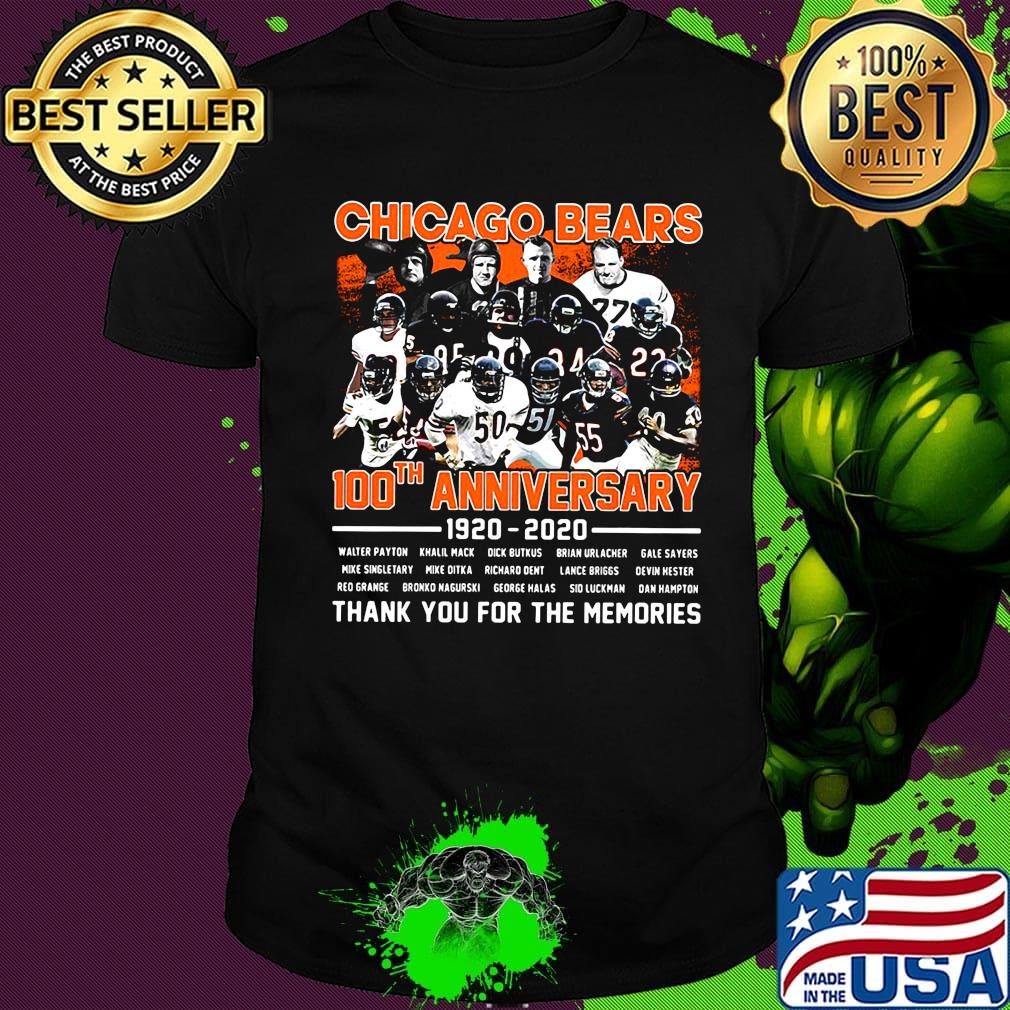 Chicago bears 100th anniversary 1920 2020 thank you for the memories shirt