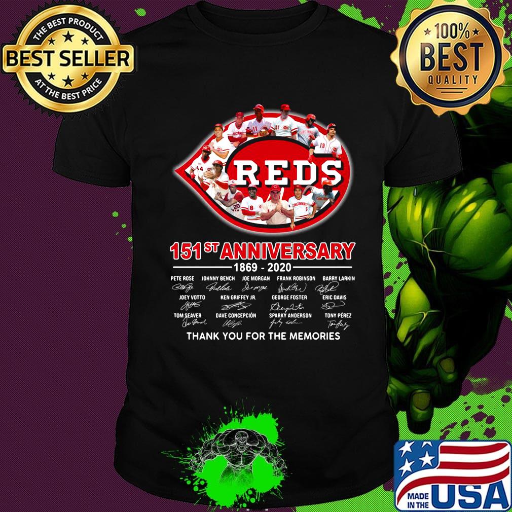 Cincinnati reds 151st anniversary 1869 2020 thank you for the memories signatures shirt