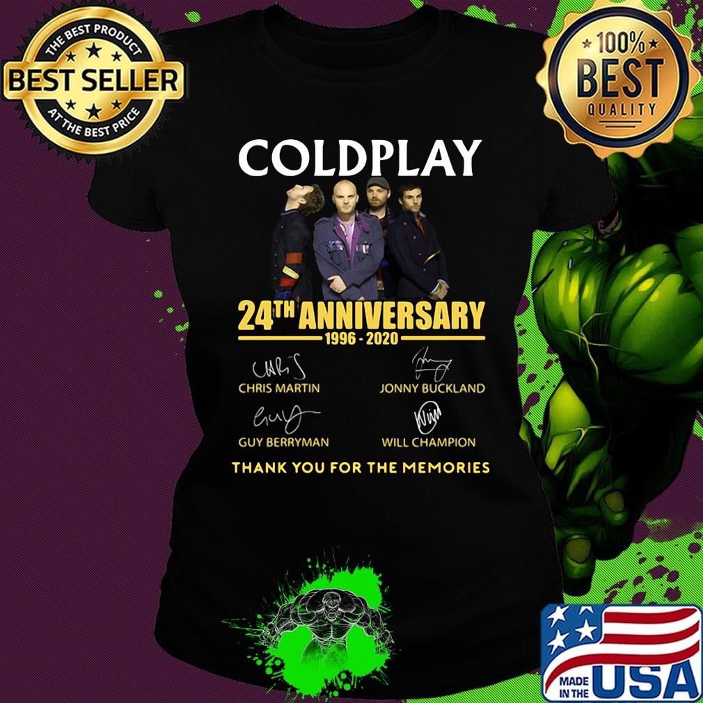 Coldplay 24th anniversary 1996-2020 thank you for the memories signature s Ladies tee Coldplay 24th anniversary 1996-2020 thank you for the memories signature s Ladies tee