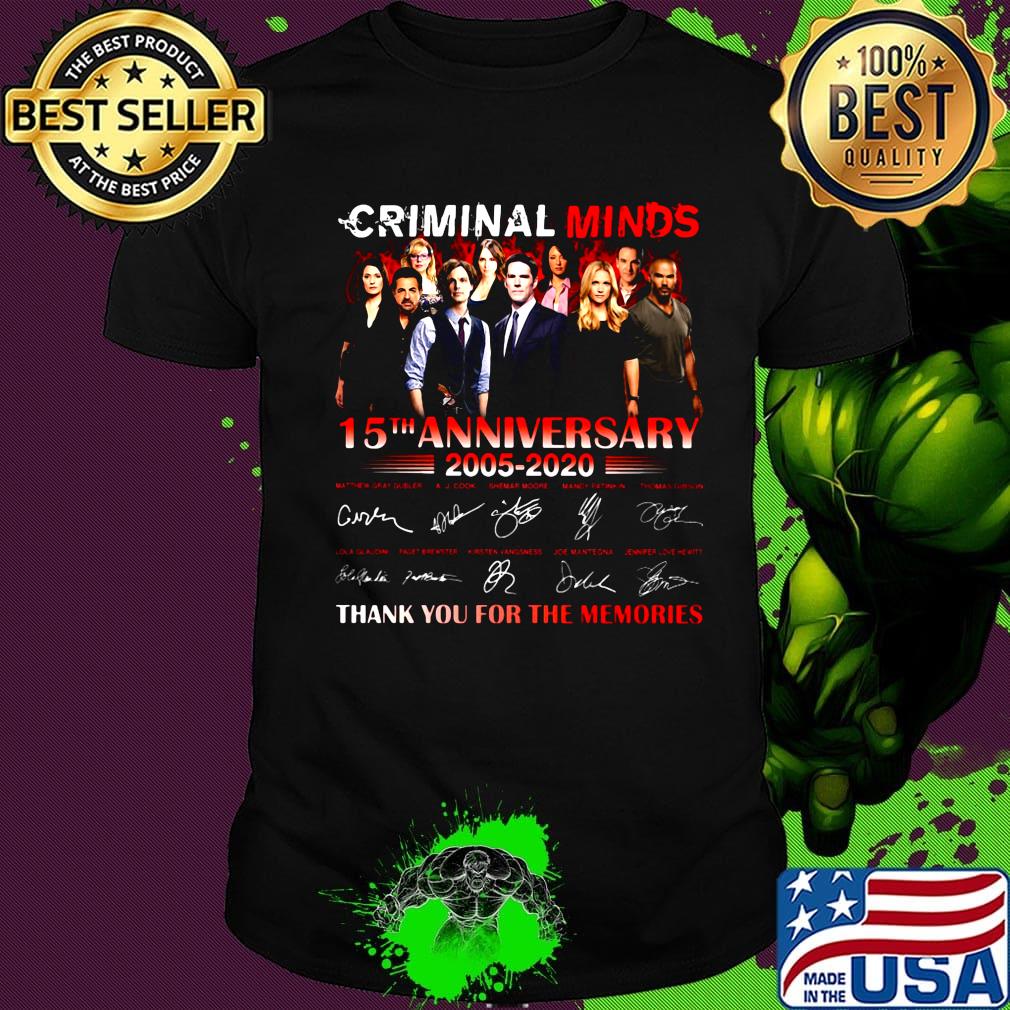 Criminal minds season 15th anniversary 2005 2020 thank you for the memories signatures shirt