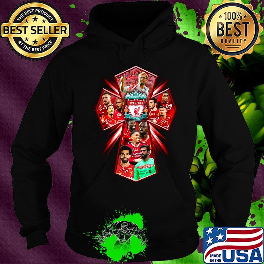 Cross liverpool football club champions players signatures s Hoodie Cross liverpool football club champions players signatures s Hoodie