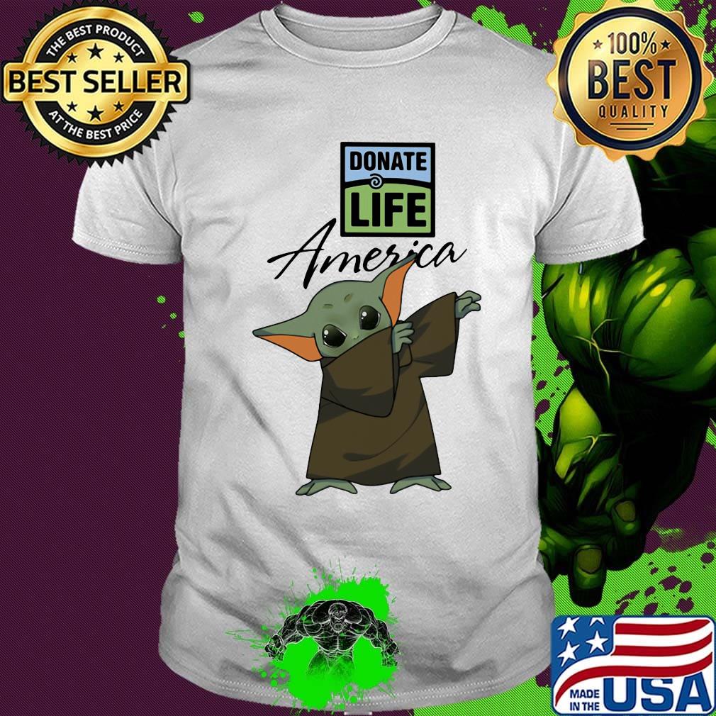 Dabbing baby yoda mask donate life america logo coronavirus shirt
