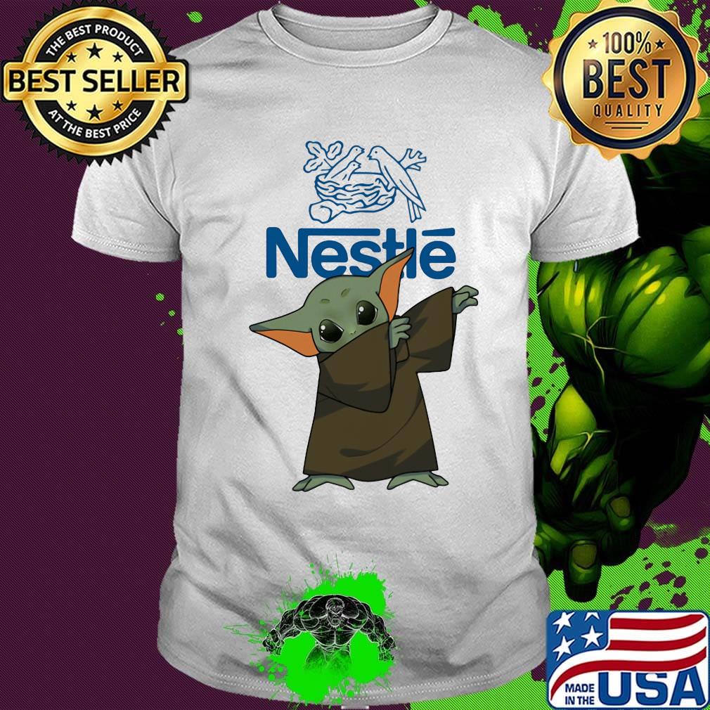 Dabbing baby yoda mask nestle logo coronavirus shirt