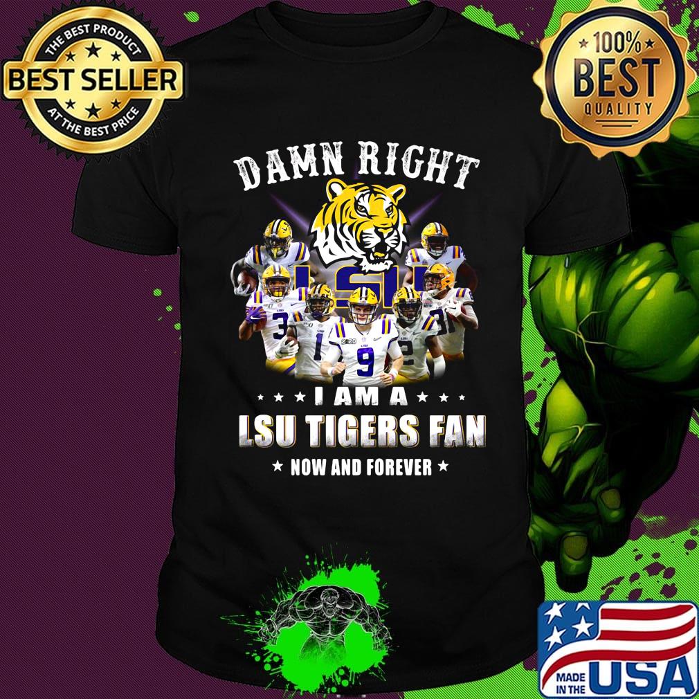 Damn right i am a lsu tigers fan now and forever stars shirt