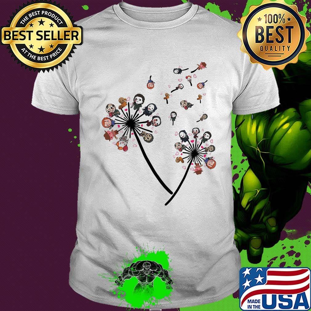 Dandelion flower halloween michael myers and horror characters babies shirt