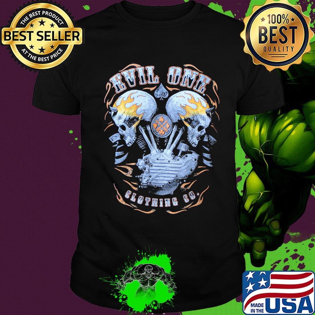 Demon Head Flaming Skulls Biker shirt