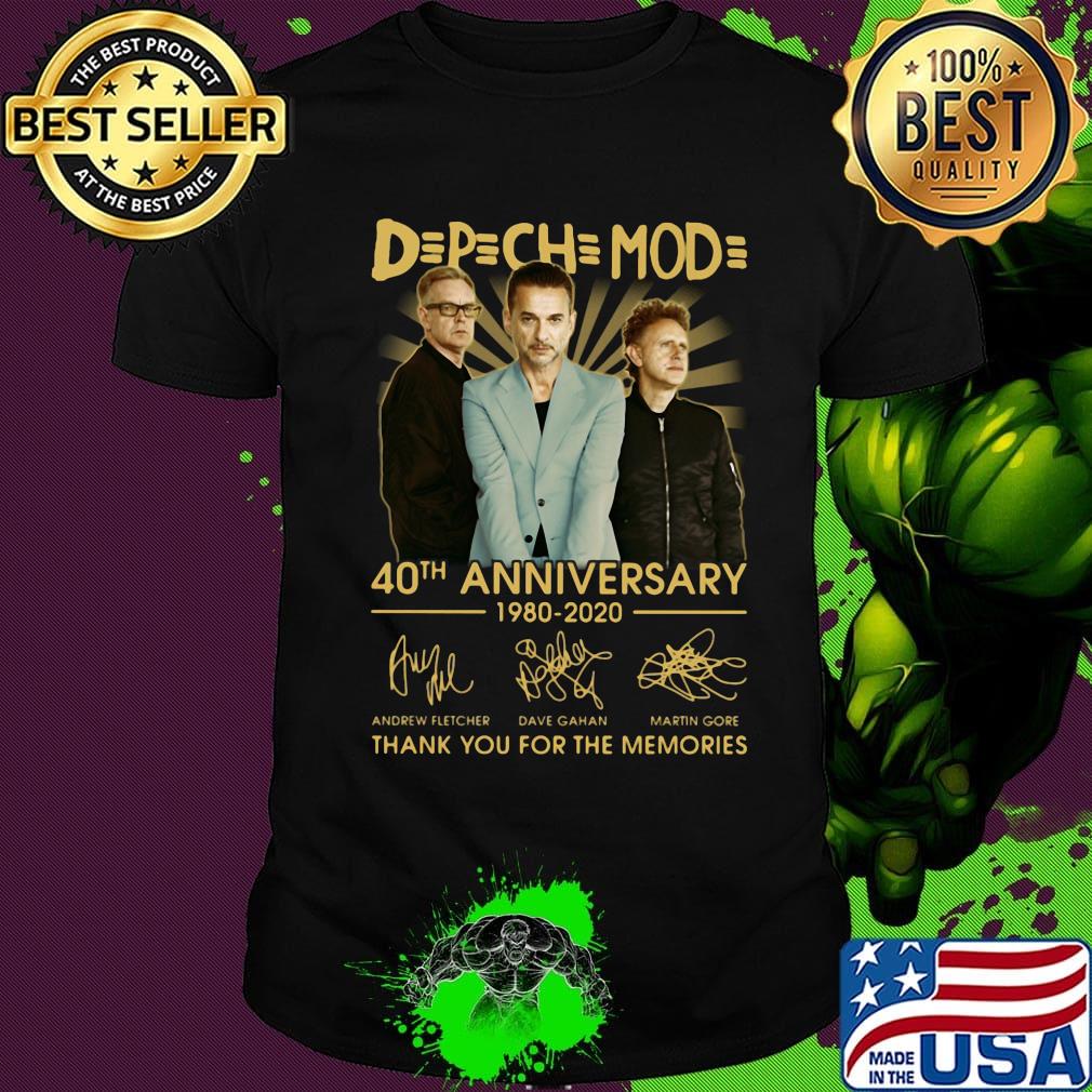 Depeche mode members band 40th anniversary 1980 2020 thank you for the memories signatures shirt