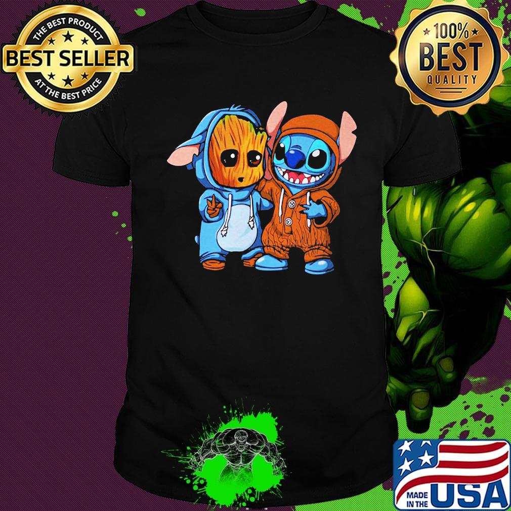 Disney baby groot and stitch shirt