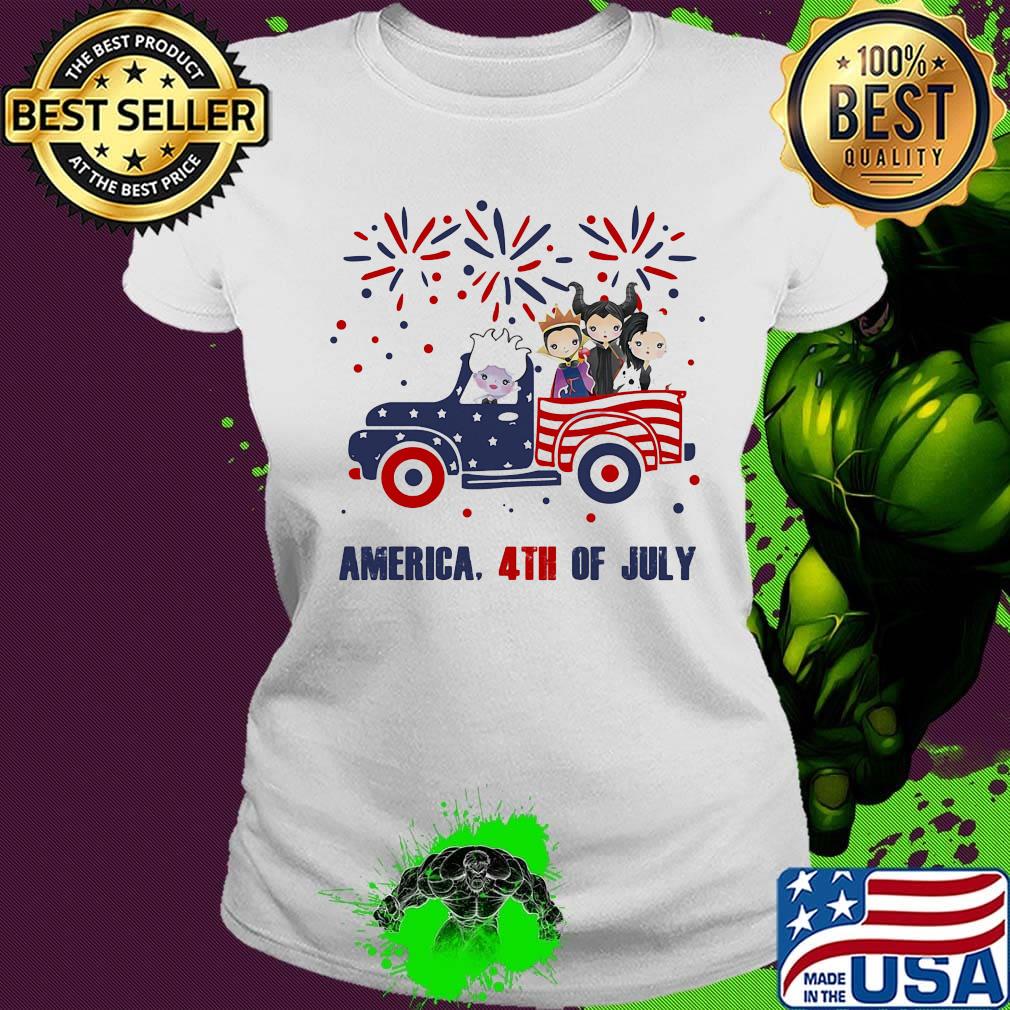 Disney chibi characters driving car firework america 4th of july independence day s Ladies tee Disney chibi characters driving car firework america 4th of july independence day s Ladies tee