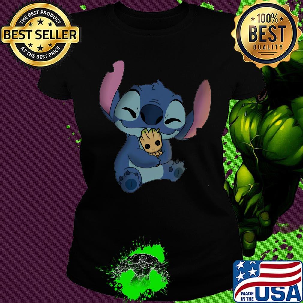 Disney stitch hug baby groot s Ladies tee Disney stitch hug baby groot s Ladies tee