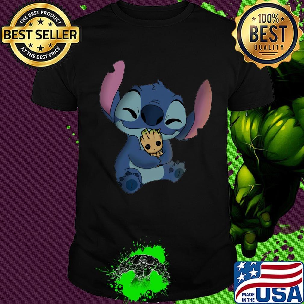 Disney stitch hug baby groot shirt