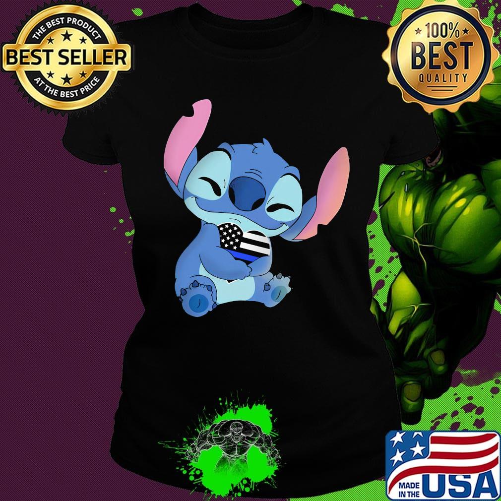 Disney stitch hug heart american flag independence day s Ladies tee Disney stitch hug heart american flag independence day s Ladies tee