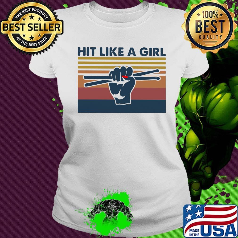 Drum hit like a girl vintage retro s Ladies tee Drum hit like a girl vintage retro s Ladies tee